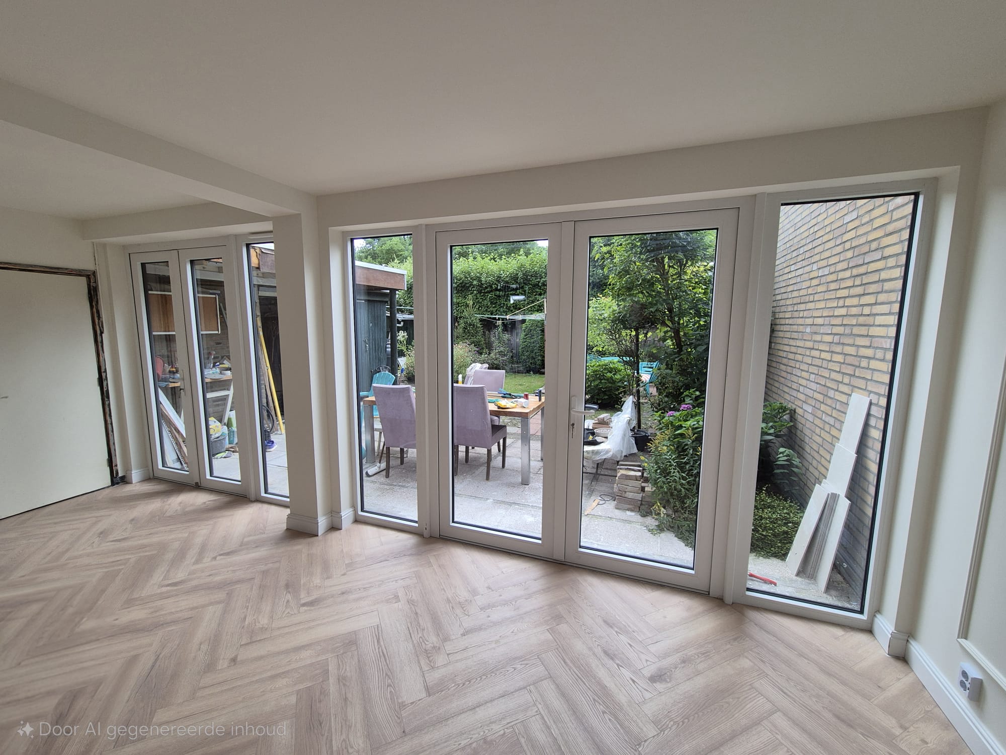 Strakke witte trap met moderne leuning na renovatie